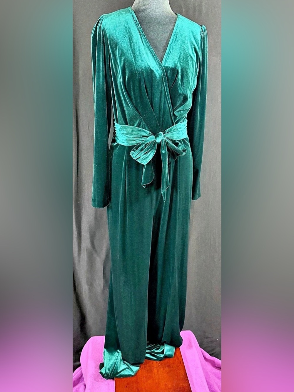 Antonio Melani Miranda Velvet JumpSuit Emerald Size 6 NWT Tall Retro formal